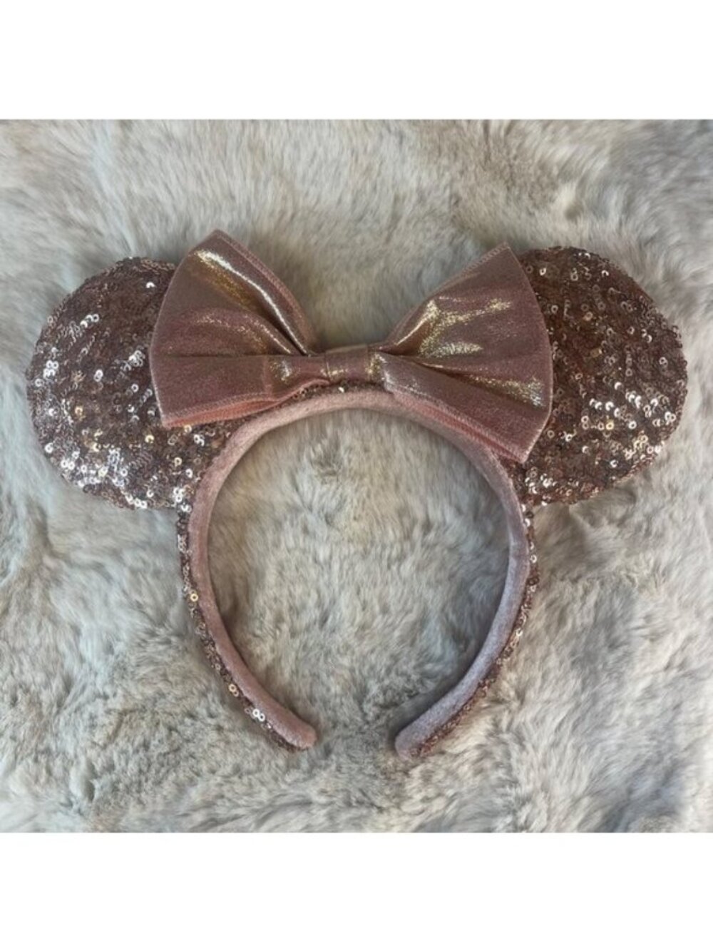 Minnie Mouse Disney Princess Ear Headband with Pink Sequined Bow